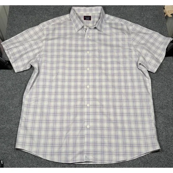 UNTUCKIT Shirt Mens 2XL Purple Plaid Bruno Short Sleeve Button Down - Picture 3 of 9